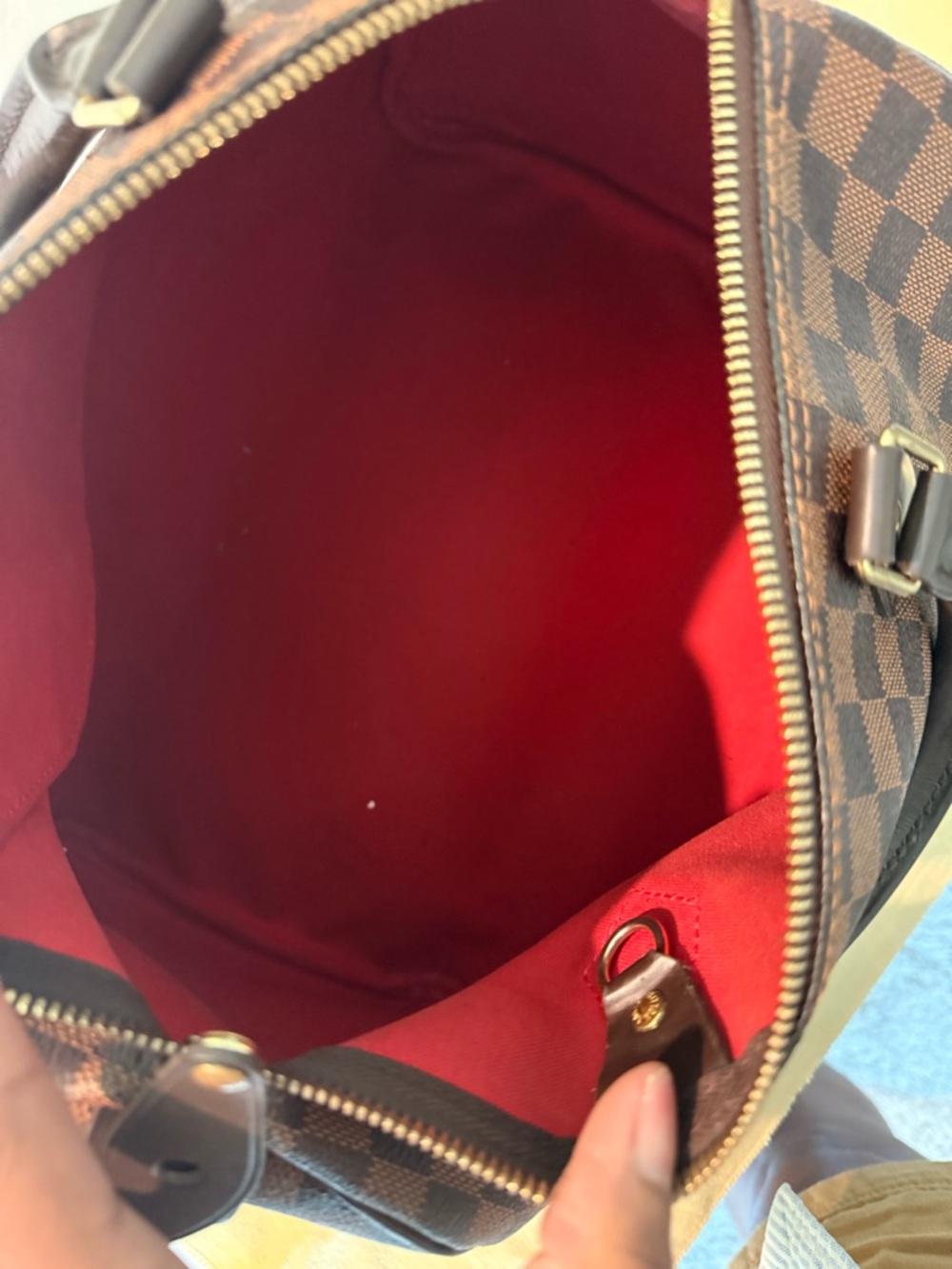 Louis Vuitton Damier Ebene Satchel 30 with Red Insert - Picture 6 of 6